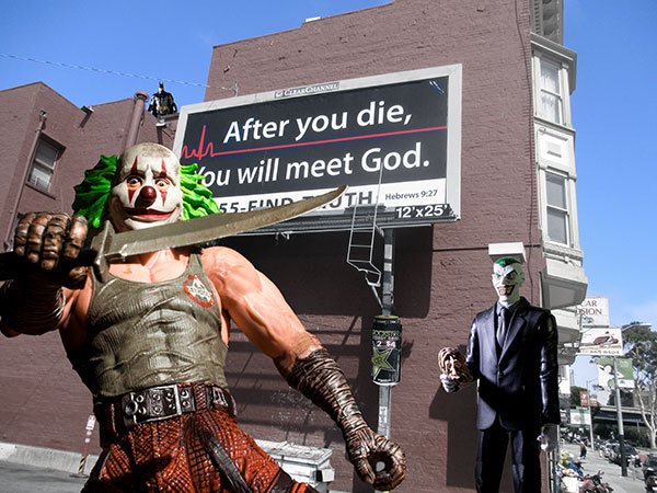 Clown with knife and Joker