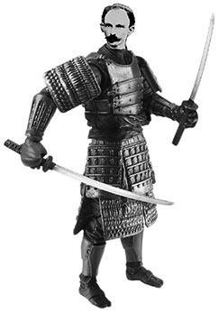 Marti the Japanese warrior with a sword in each hand