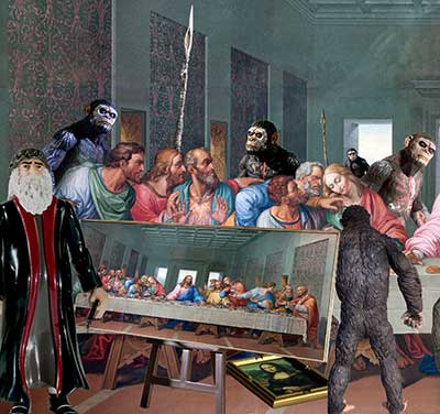 I said Bagels! Not croissants! Leonardo Da Vinci at work on Last Supper