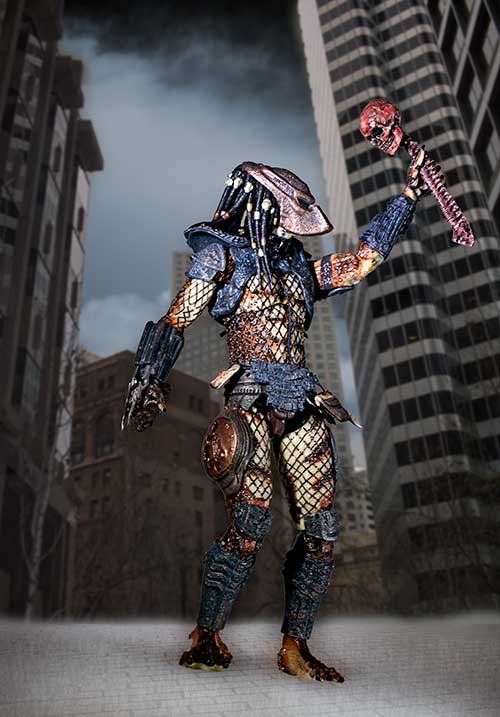 Predator with human skull and spine