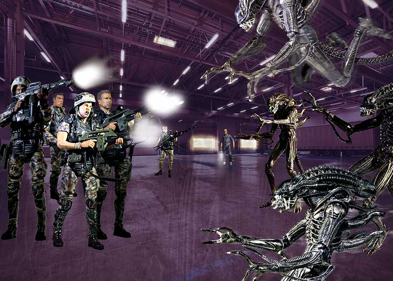 Marines battle Xenomorphs