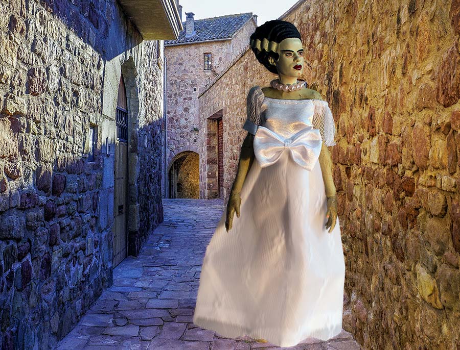 Bride of Frankenstein out for a walk