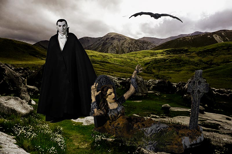 Dracula Lugosi in the Carpathian Mountains awakens desciple