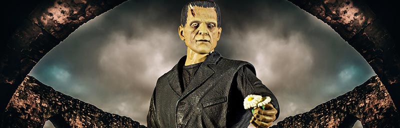 Frankenstein's monster offers a flower