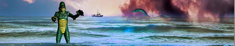 Gill man on the beach