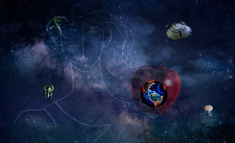 the cosmos, the world and the apple