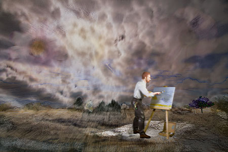 Vincent Van Gogh paints outdoors