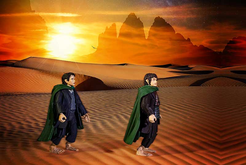Frodo and Sam on the road to Mordor